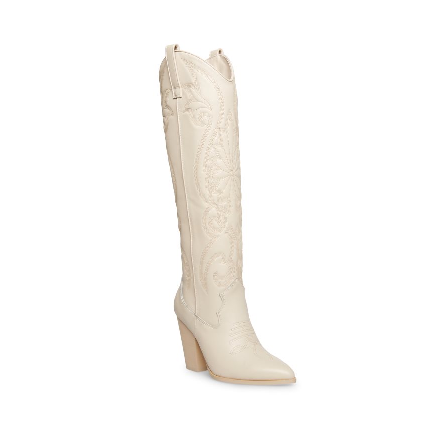 White Steve Madden Lasso Leather Women's Knee-high Boots | PH 5941YTI